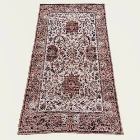 Handmade Red And Multicolor Synthetic Fibre Vintage Dhurrie